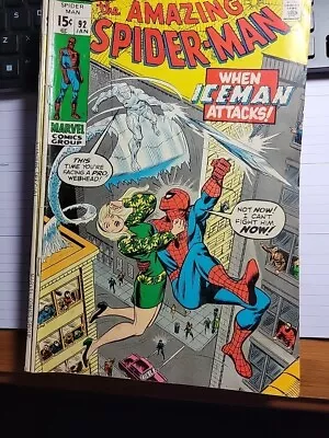 Buy Amazing Spider-Man #92 - 1971 - First Meeting Of Spidey & Iceman - Key • 79.02£