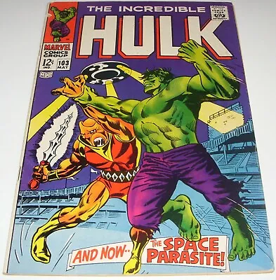 Buy Incredible Hulk No 103 Marvel Comic From May 1968 RARE Space Parasite Silver Age • 22.99£
