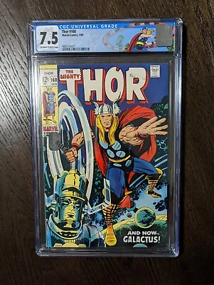 Buy The Mighty Thor #160, CGC 7.5, Marvel 1969, Galactus  Vs Ego, Jack Kirby • 160.43£