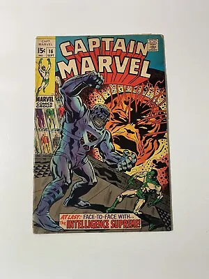 Buy Captain Marvel #16 1st New Costume, Vs. Intelligence Supreme Marvel Comics 1969 • 12.61£