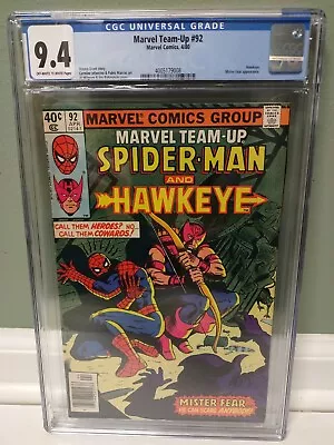 Buy Marvel Team-Up #92  CGC 9.4  Marvel Comics  1980 - Spider-Man & Hawkeye 🇺🇸🇺🇸 • 55.44£