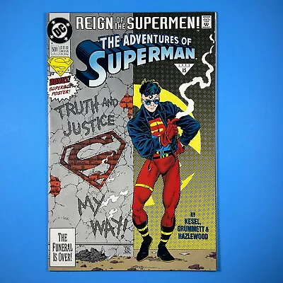 Buy The Adventures Of Superman #501 With Superboy Poster DC COMICS 1993 • 2.36£