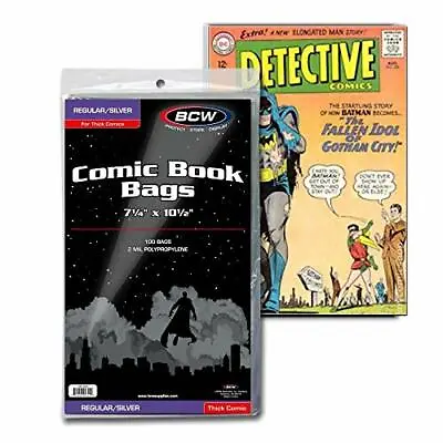 Buy BCW Supplies Thick Silver Comic Bags 100 Count Pack • 16.79£