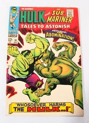 Buy Tales To Astonish: Hulk And Sub-Mariner #91, 1967 Marvel Comic, 5.0 VG/FN • 31.57£