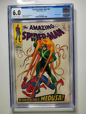 Buy Amazing Spider-Man #62 CGC 6.0 OW/W Medusa Solo Appearance Marvel Comics 1968 • 99£