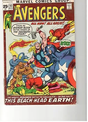 Buy THE AVENGERS #93 (MARVEL 1971)  VG (4.0) Cond.  NEAL ADAMS Art GIANT Issue • 28.50£