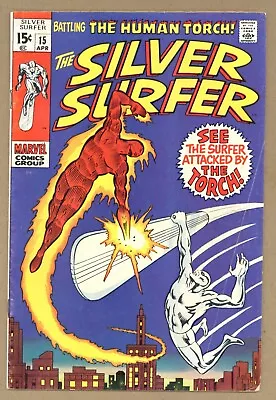 Buy Silver Surfer 15 VG+ Buscema Fantastic Four! HUMAN TORCH 1970 Marvel Comics T596 • 27.75£