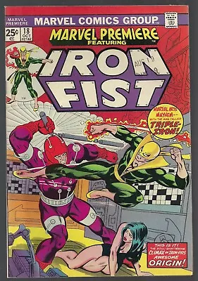 Buy Marvel Premiere #18 Iron Fist 4th Appearance 1974 Origin Story Concludes Vf/nm  • 24.23£