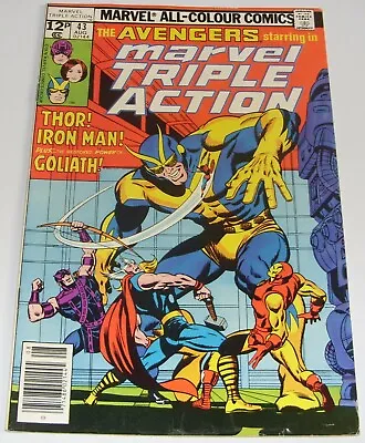Buy Marvel Triple Action No 43 Marvel Comic From August 1978 Reprints Avengers 51 • 3.99£