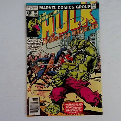 Buy Incredible Hulk 212 (1977) Crushed By Constrictor Newsstand Marvel Comics IJ • 11.84£