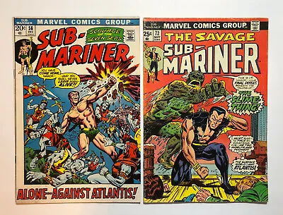 Buy SUBMARINER #56 Alone Against Atlantis! & #72 Marvel Comic Book ~ VF • 11.93£