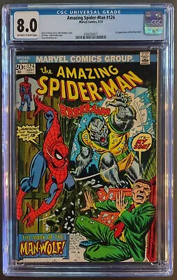 Buy Amazing Spider-man #124 Cgc 8.0 Ow-w Marvel Comics September 1973 - 1st Man-wolf • 229.55£