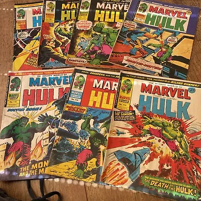 Buy The Mighty World Of Marvel With The Hulk Comic Bundle 1974 # 102 105 109 112-115 • 20£