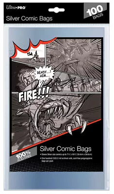 Buy Ultra PRO Silver Size Comic Bags (100)  |  Silver Age  |  Comic Book Storage • 8.49£