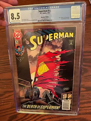 Buy SUPERMAN #75 - CGC 8.5 - NEWSSTAND DEATH OF SUPERMAN 1/93 1st Printing • 54.77£
