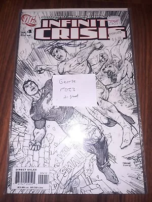 Buy Infinite Crisis #4 Signed By George Perez DC Comic 2nd Print Sketch Variant B&W • 23.68£