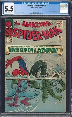 Buy 1965 Marvel The Amazing Spider-Man #29 CGC 5.5 2nd Appearance Of The Scorpion • 191.88£