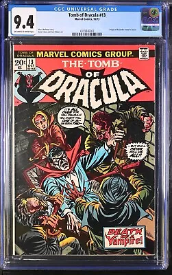 Buy Tomb Of Dracula #13 Marvel 1973 Origin Of Blade! Cgc 9.4 • 355.46£