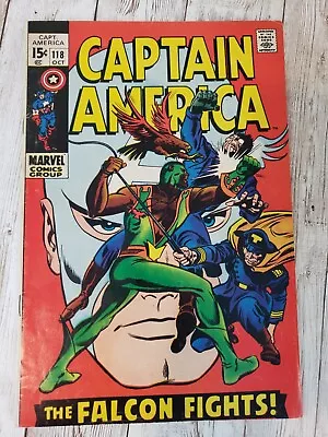 Buy Captain America #118 Marvel Comics 1969  - 2nd Appearance Of Falcon - Sharp Copy • 31.97£