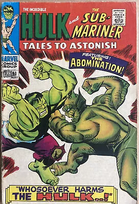 Buy Tales To Astonish #91 May 1967 2nd Appearance & 1st Cover App Of Abomination • 49.99£