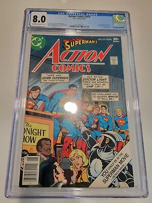Buy Action Comics #474 1977 CGC 8.0 NEWSSTAND Bronze Age Superman Doctor Light • 67.12£