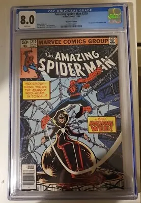 Buy Amazing Spider-Man #210 CGC 8.0 NEWSSTAND First App. Of Madame Web. • 200£