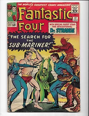 Buy Fantastic Four 27 - Vg 4.0 - 1st Crossover Dr. Strange - Sub-mariner (1964) • 93.26£
