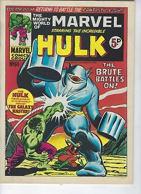 Buy MIGHTY WORLD OF MARVEL # 64 - 22 Dec 1973 - High Grade - Hulk Dr Doom Fan Four • 7.95£