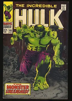 Buy Incredible Hulk #105 FN+ 6.5 1st Appearance Missing Link! Marvel 1968 • 78.76£