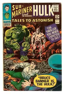 Buy Tales To Astonish #77 4.5 // Hulk's Identity Revealed As Bruce Banner 1966 • 75.69£