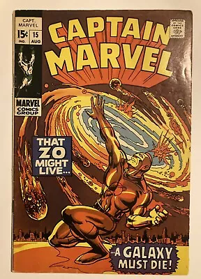 Buy CAPTAIN MARVEL #15 Marvel Aug 1969. 1st Appearance Of 15c Cover Price. FN/FN+. • 9£