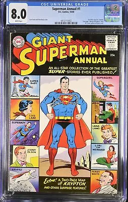Buy Superman Annual (1960) #1 CGC VF 8.0 White Pages 1st DC Annual Supergirl Batman • 1,190.72£