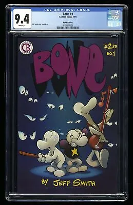 Buy Bone #1 CGC NM 9.4 White Pages Jeff Smith Art! Cartoon Books 1991 • 66.22£