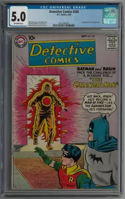 Buy Detective Comics #259 CGC 5.0 1st Appearance Calendar Man 1958 Batman Key Rare • 712.41£
