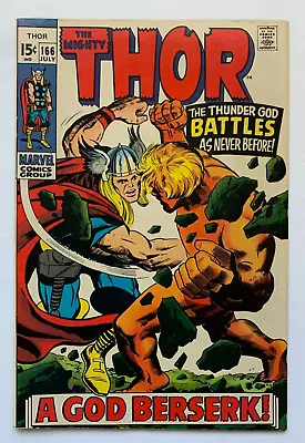 Buy The Mighty THOR #166, Marvel Comics, Our Grade 8.0, 2nd Full Appearance Him • 122.21£