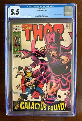 Buy Thor #168 🔥 CGC 5.5 🔥 Major Key Origin Of Galactus 🔥 Stan Lee & Jack Kirby • 98.83£