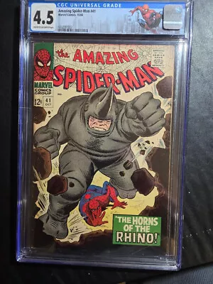 Buy Amazing Spider-man #41 Cgc 4.5 / 1st App. Rhino! Cust. Label / Bright Colors! • 303.82£