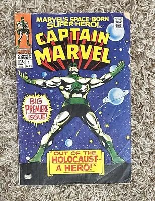 Buy Captain Marvel #1 * First Series 1st Print 1968 * GD/VG To VG- • 22.31£
