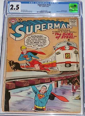 Buy Superman #123 CGC 2.5 From Aug 1958.  Supergirl Tryout Issue • 252.99£