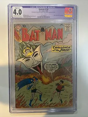Buy Batman #136 CGC 4.0 Restored  (DC 1960) Iconic Silver Age Joker Cover! OW/W Page • 117.95£