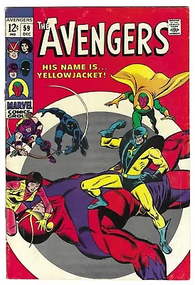 Buy AVENGERS #59 Fine+ 6.5 KEY ISSUE 1st Appearance YELLOWJACKET! 3rd Vision NICE! • 47.30£