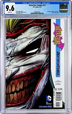 Buy Detective Comics #15 CGC 9.6 (Feb 2013, DC) Greg Capullo Die-Cut Cover, Joker • 31.62£