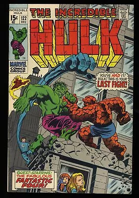 Buy Incredible Hulk #122 VF/NM 9.0 Hulk Thing Battle! Fantastic Four! Marvel 1969 • 101.99£