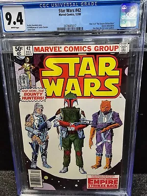 Buy STAR WARS #42 CGC 9.4 WHITE PAGES  1st BOBA FETT In Series 1980 FREE SHIPPING! • 241.28£