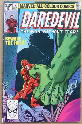 Buy Daredevil #163,  Beware The Hulk! , Great Frank Miller Art, Vf- • 32£