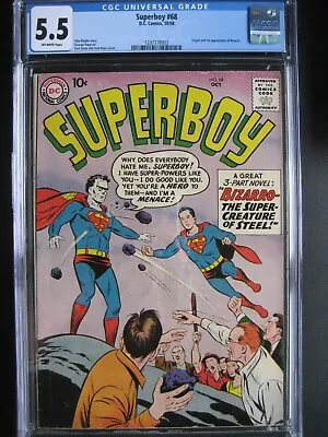 Buy Superboy #68 CGC 5.5 DC Comics 1958 Origin & 1st Bizarro • 984.22£