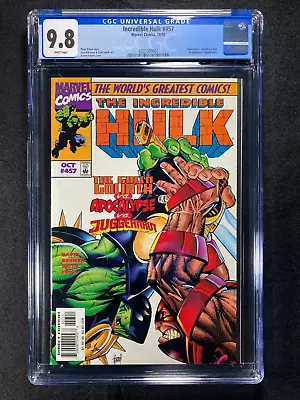 Buy Incredible Hulk #457 CGC 9.8 NM/M Hulk Vs Juggernaut Vs Apocalypse VHTF 9.8 1997 • 99.29£