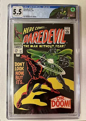 Buy Daredevil #37 CGC 5.5 1968 Silver Age Marvel Dr. Doom Appearance Cover Label FN- • 86.59£