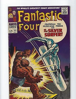 Buy Fantastic Four #55 - Nice Vg/fn 5.0- Awesome Surfer Cover - 1966 - Low $89 Bin ! • 71.58£