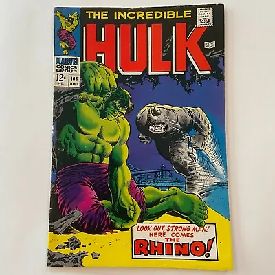 Buy The Incredible Hulk #104 - FN/VF Classic Battle With Rhino • 95.94£